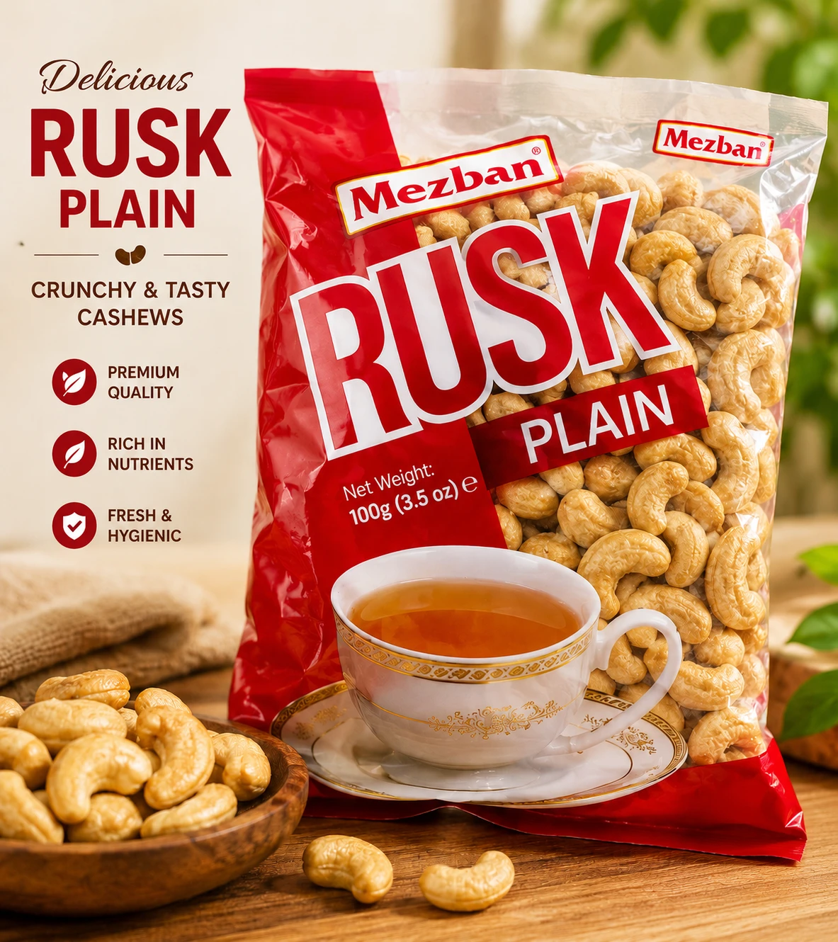 Mezban Rusk Plain – Crispy & Crunchy Tea Toast, 0.5 kg