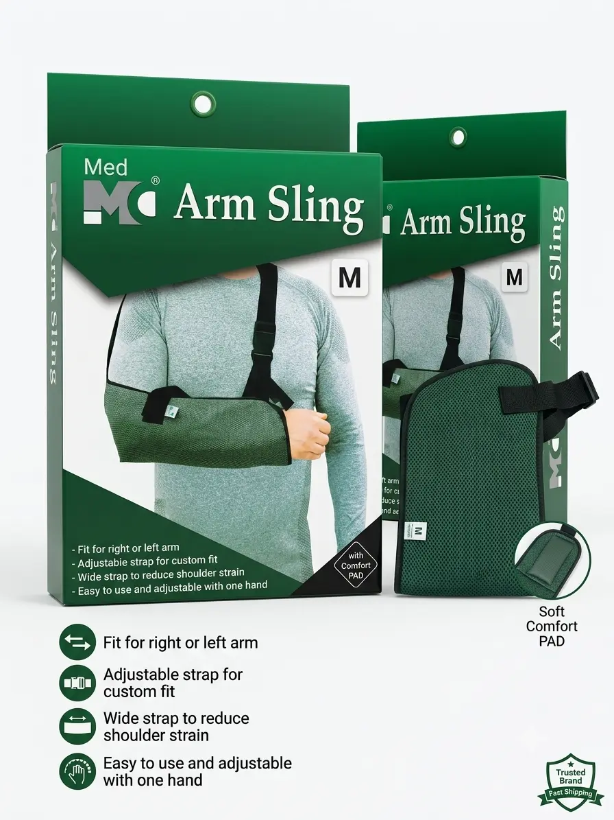Adjustable Arm Sling Support Brace with Comfort Pad – Breathable Shoulder & Arm Support (Size M)