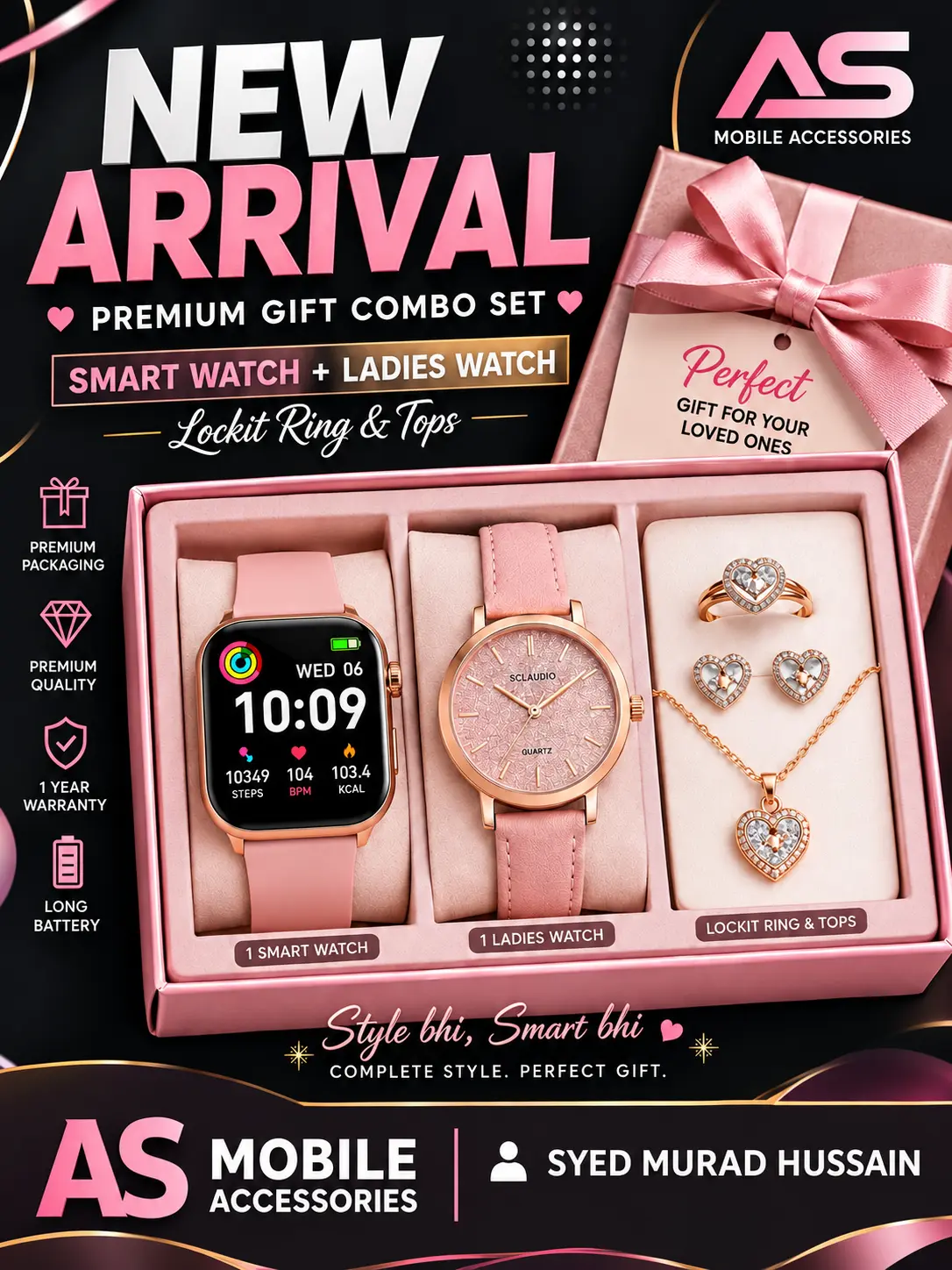 Smart Watch + Ladies Watch + Lockit Ring & Tops